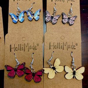 Wooden butterfly earrings